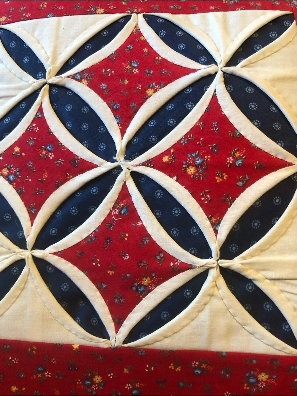 Vintage Handmade Cathedral Window Quilt Pillow